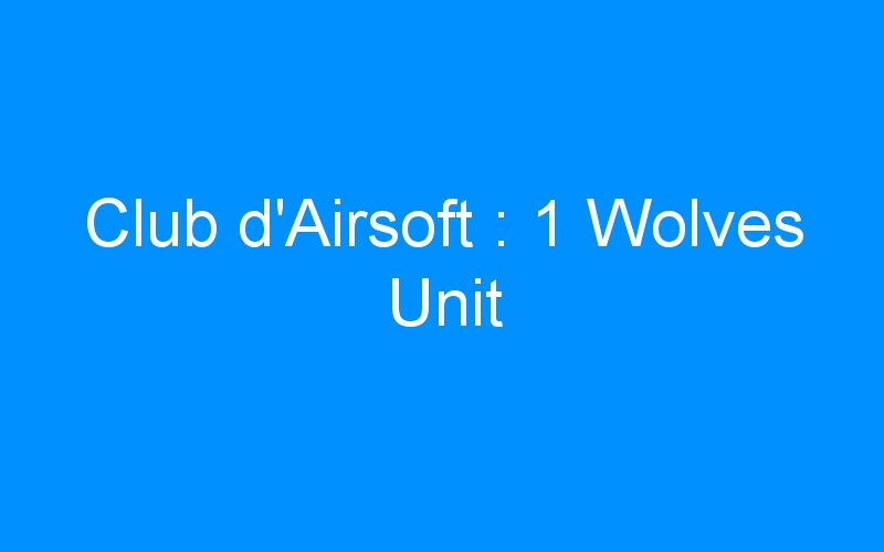 Lire la suite à propos de l’article Club d’Airsoft : 1 Wolves Unit