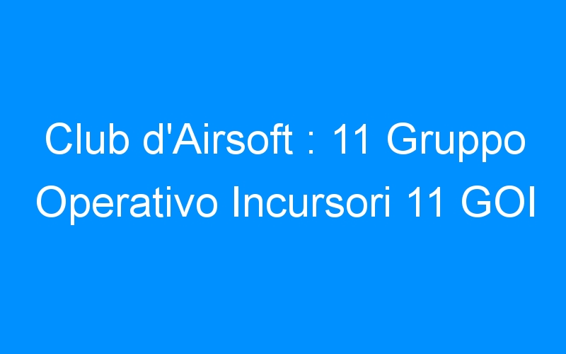 You are currently viewing Club d’Airsoft : 11 Gruppo Operativo Incursori 11 GOI